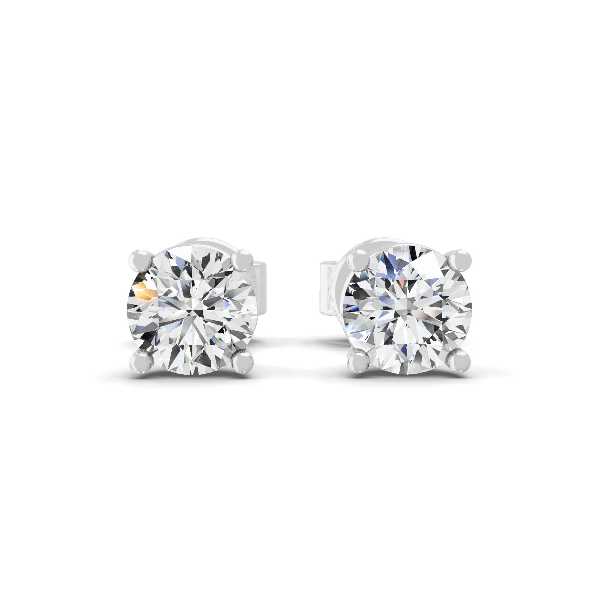 14K Fine Gold Solitaire Round Cut Lab Grown Diamond Stud Earrings 0.50Ct