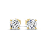 14K Fine Gold Solitaire Round Cut Lab Grown Diamond Stud Earrings 0.50Ct