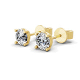 14K Fine Gold Solitaire Round Cut Lab Grown Diamond Stud Earrings 0.50Ct