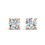 Solitaire Round Lab Grown Diamond 14K Fine Gold Stud Earrings 1.00Ct