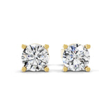 Solitaire Round Lab Grown Diamond 14K Fine Gold Stud Earrings 1.00Ct