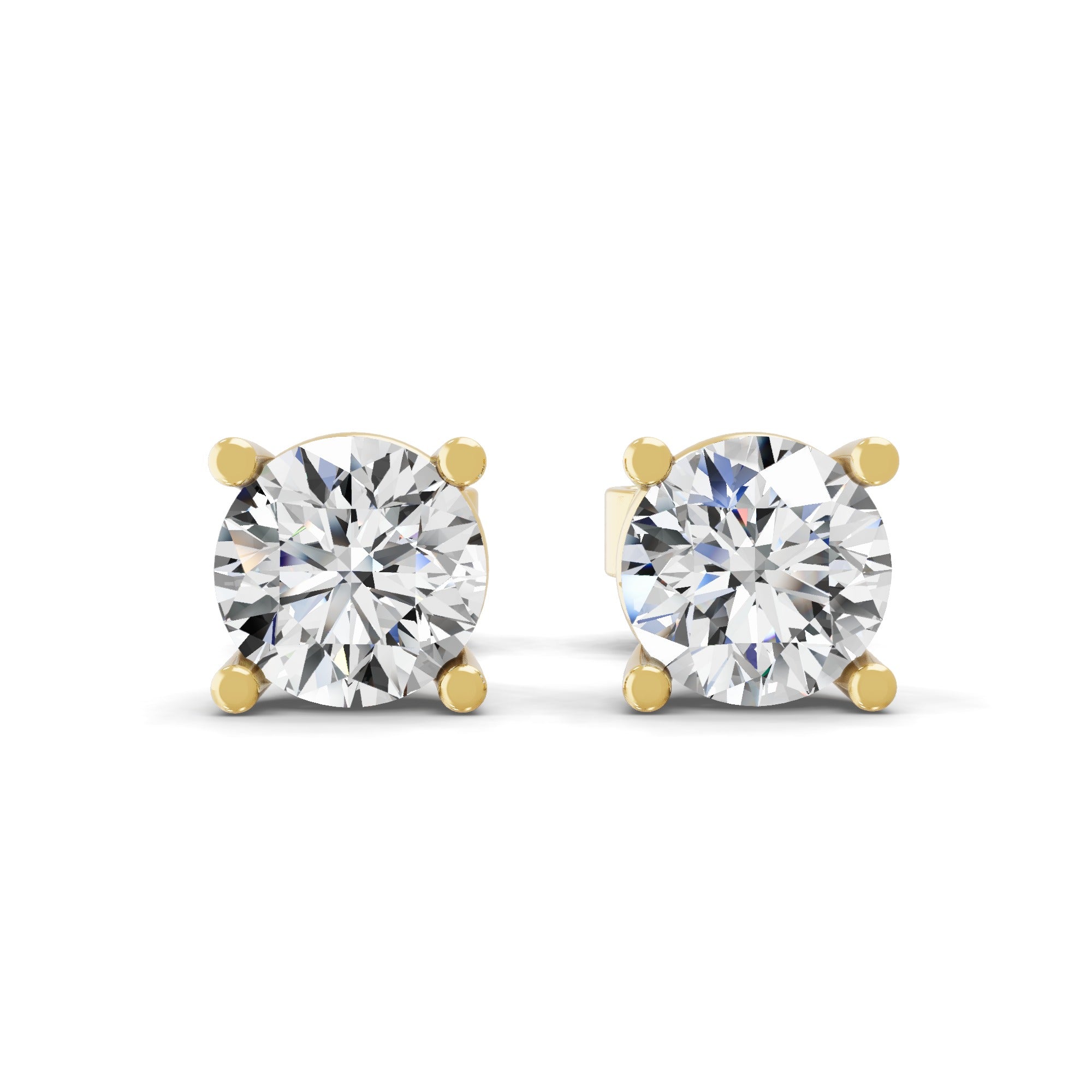 Solitaire Round Lab Grown Diamond 14K Fine Gold Stud Earrings 1.00Ct