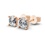 Lab Grown Round Diamond Solitaire 14K Fine Gold 0.70Ct Stud Earrings