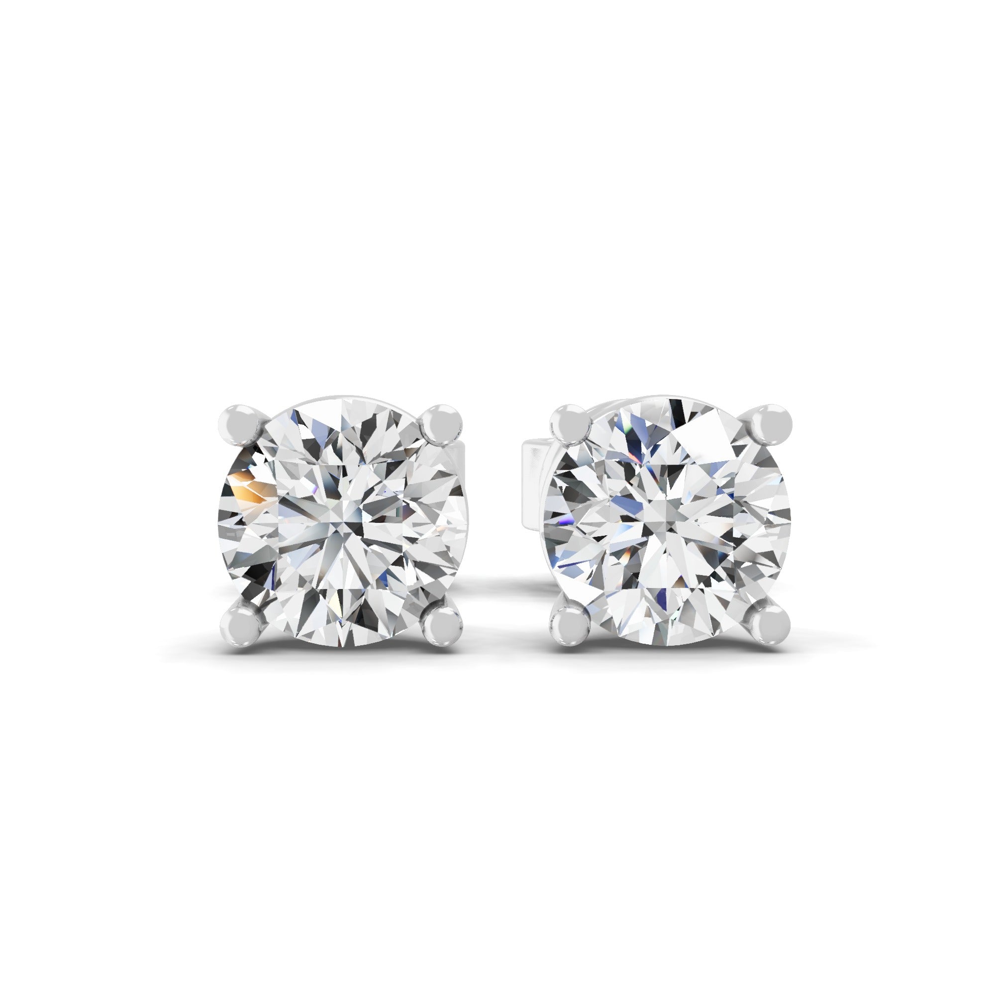 Lab Grown Round Diamond Solitaire 14K Fine Gold 0.70Ct Stud Earrings