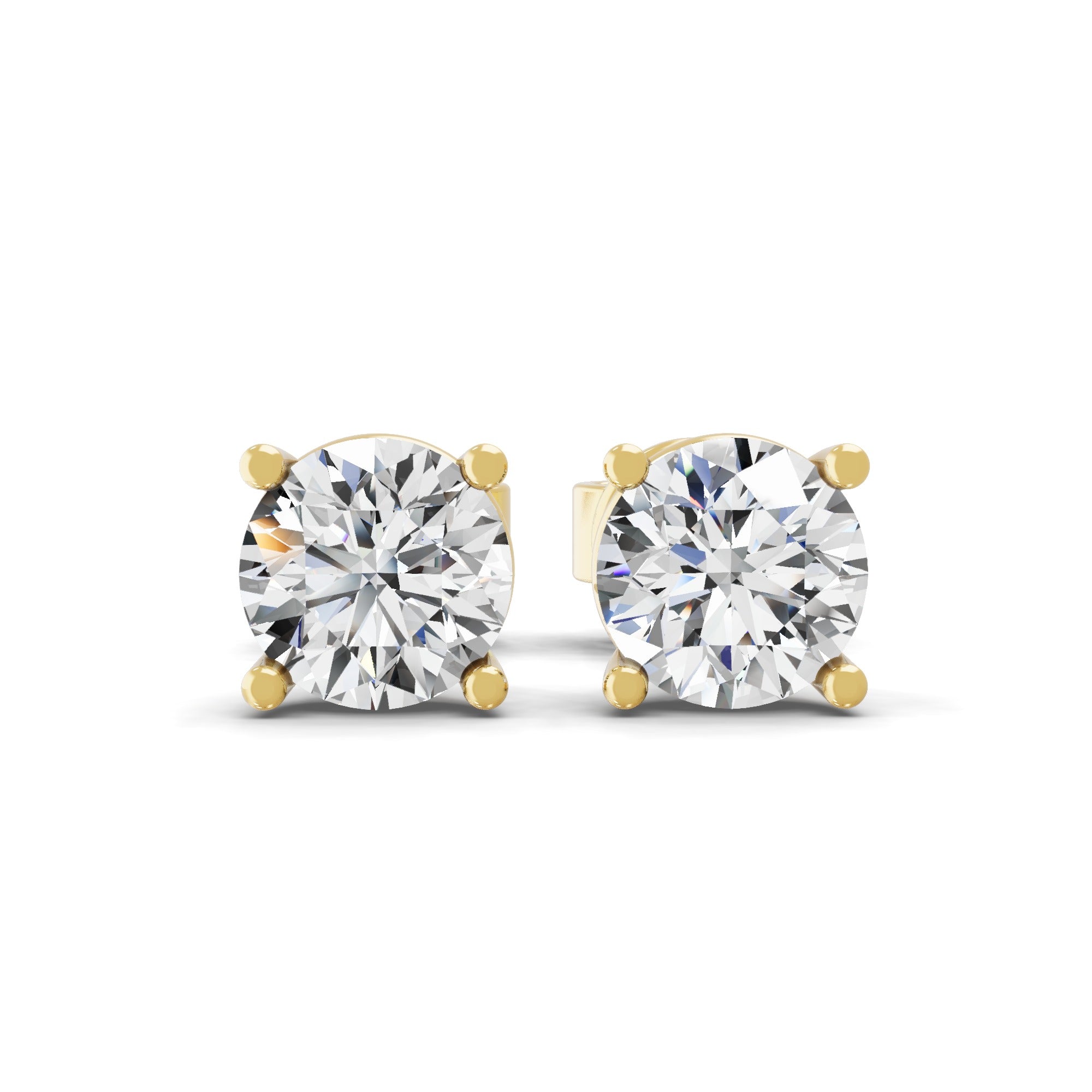 Lab Grown Round Diamond Solitaire 14K Fine Gold 0.70Ct Stud Earrings