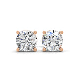 14K Fine Gold Solitaire Round Cut Lab Grown Diamond Stud Earrings 1.50Ct