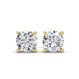 14K Fine Gold Solitaire Round Cut Lab Grown Diamond Stud Earrings 1.50Ct