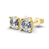 14K Fine Gold Solitaire Round Cut Lab Grown Diamond Stud Earrings 1.50Ct