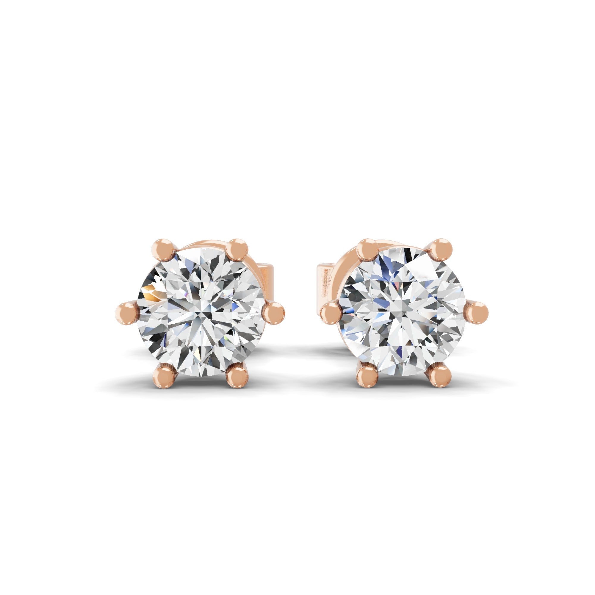 Round Cut 0.50Ct Solitaire Stud Earrings Lab Grown Diamond 14K Fine Gold