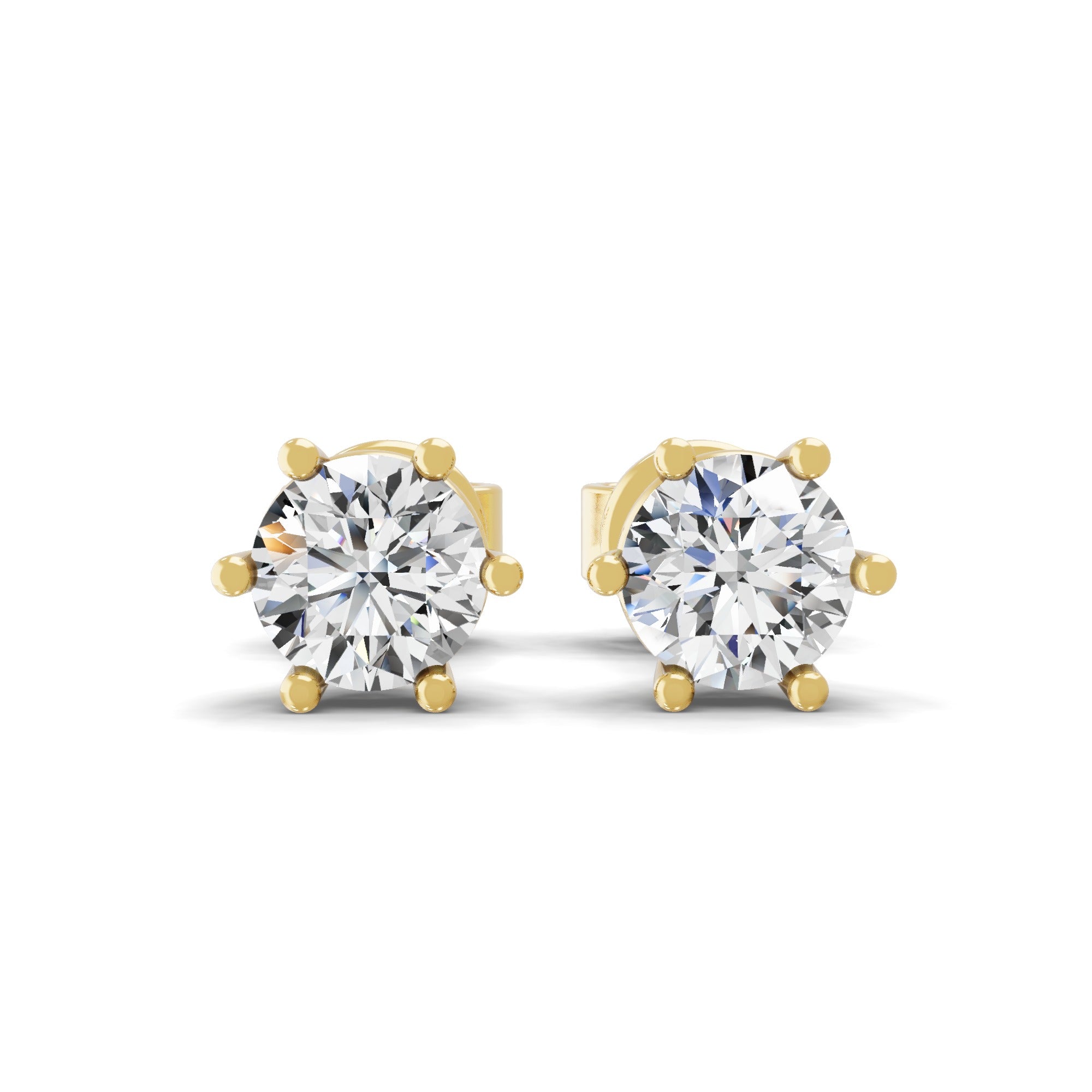Round Cut 0.50Ct Solitaire Stud Earrings Lab Grown Diamond 14K Fine Gold