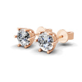 1.00Ct Lab Grown Diamond Round Cut Solitaire Stud Earrings 14K Fine Gold