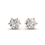 14K Fine Gold Solitaire Round Cut Lab Grown Diamond Stud Earrings 0.70Ct
