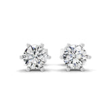 14K Fine Gold Solitaire Round Cut Lab Grown Diamond Stud Earrings 0.70Ct