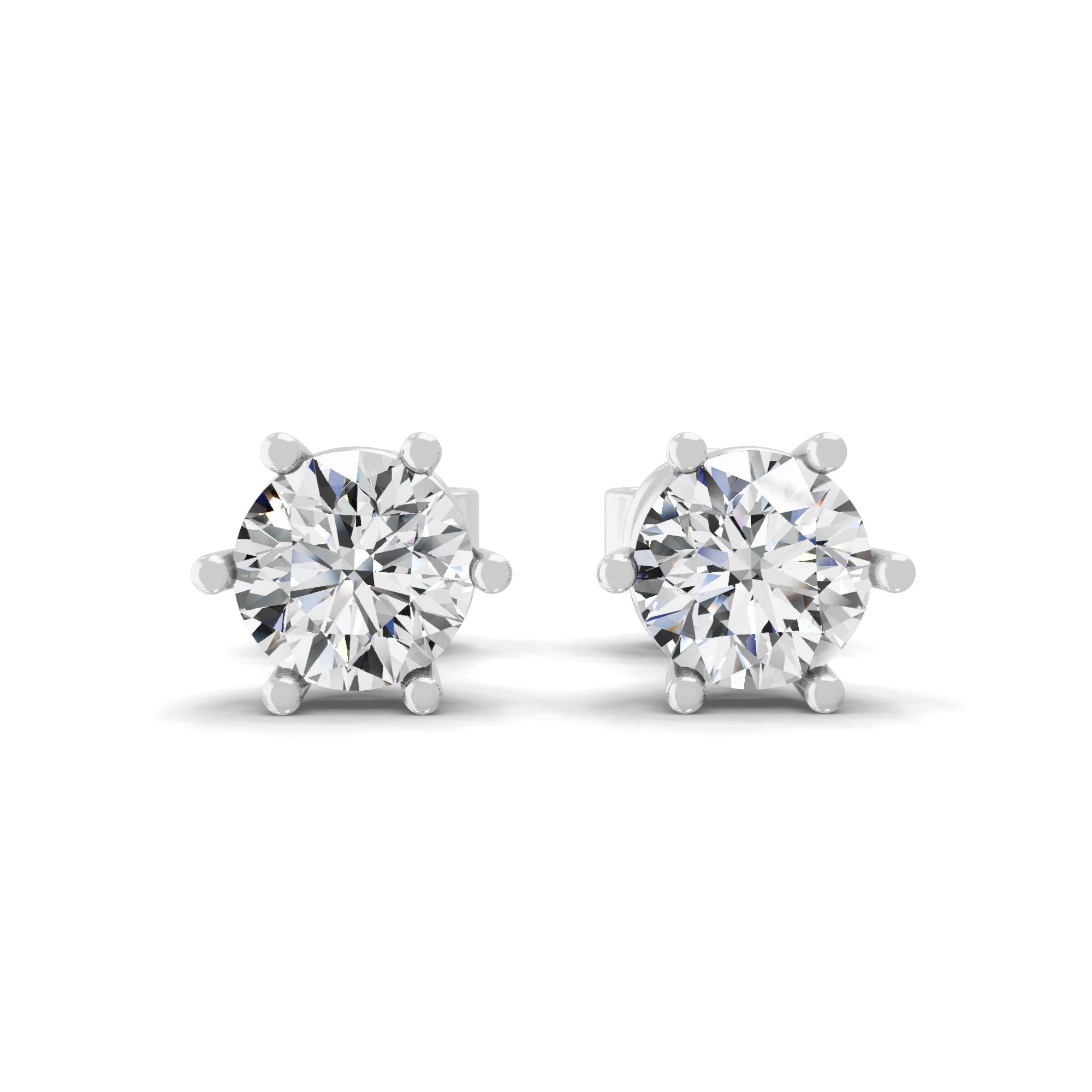 14K Fine Gold Solitaire Round Cut Lab Grown Diamond Stud Earrings 0.70Ct