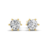 14K Fine Gold Solitaire Round Cut Lab Grown Diamond Stud Earrings 0.70Ct