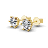 14K Fine Gold Solitaire Round Cut Lab Grown Diamond Stud Earrings 0.70Ct