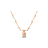 Solitaire 0.25Ct Round Cut Lab Grown Diamond Pendant 14K Fine Gold Necklace
