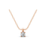Solitaire 0.25Ct Round Cut Lab Grown Diamond Pendant 14K Fine Gold Necklace