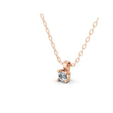 Solitaire 0.25Ct Round Cut Lab Grown Diamond Pendant 14K Fine Gold Necklace