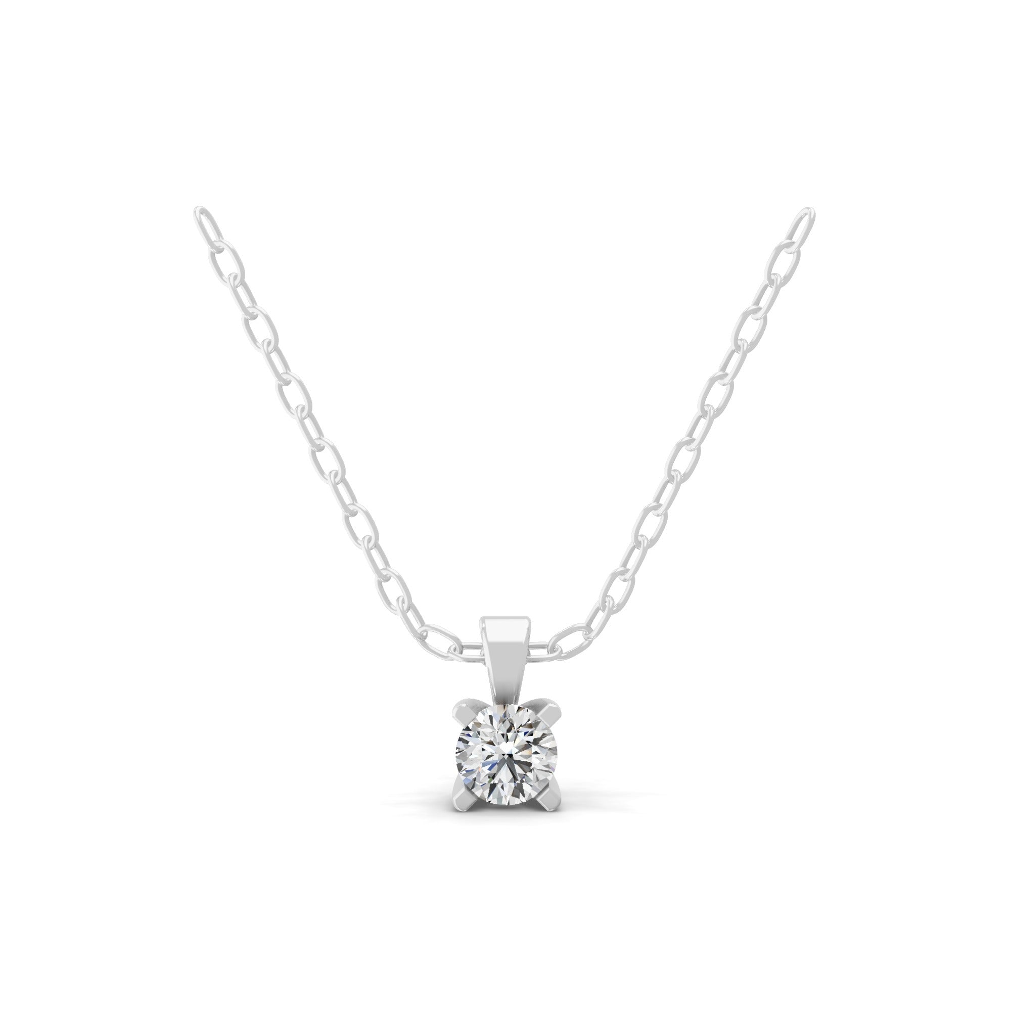 Solitaire 0.25Ct Round Cut Lab Grown Diamond Pendant 14K Fine Gold Necklace