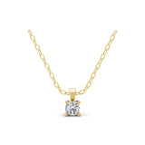 Solitaire 0.25Ct Round Cut Lab Grown Diamond Pendant 14K Fine Gold Necklace