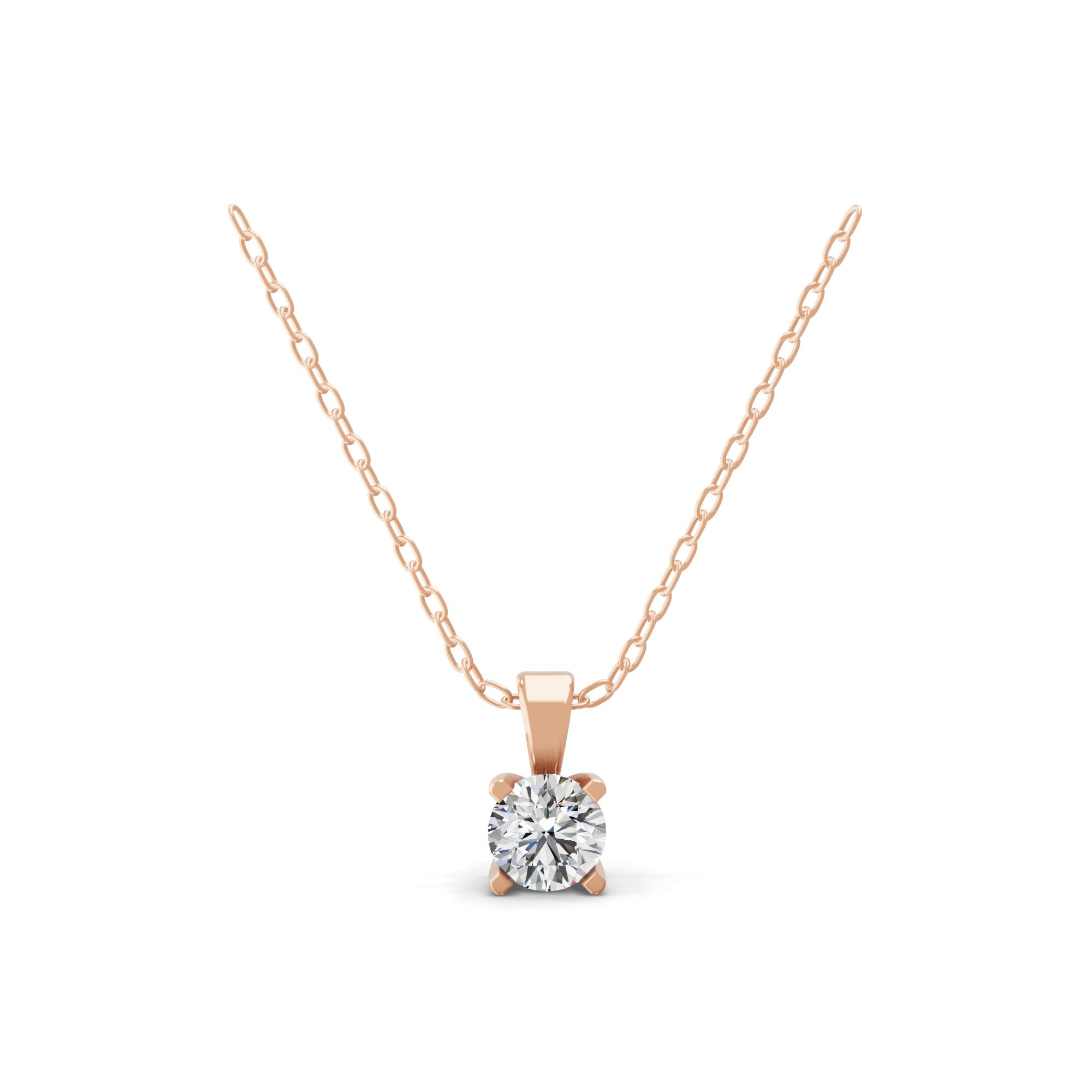 0.50Ct Round Cut Lab Grown Diamond Solitaire Pendant 14K Fine Gold Necklace