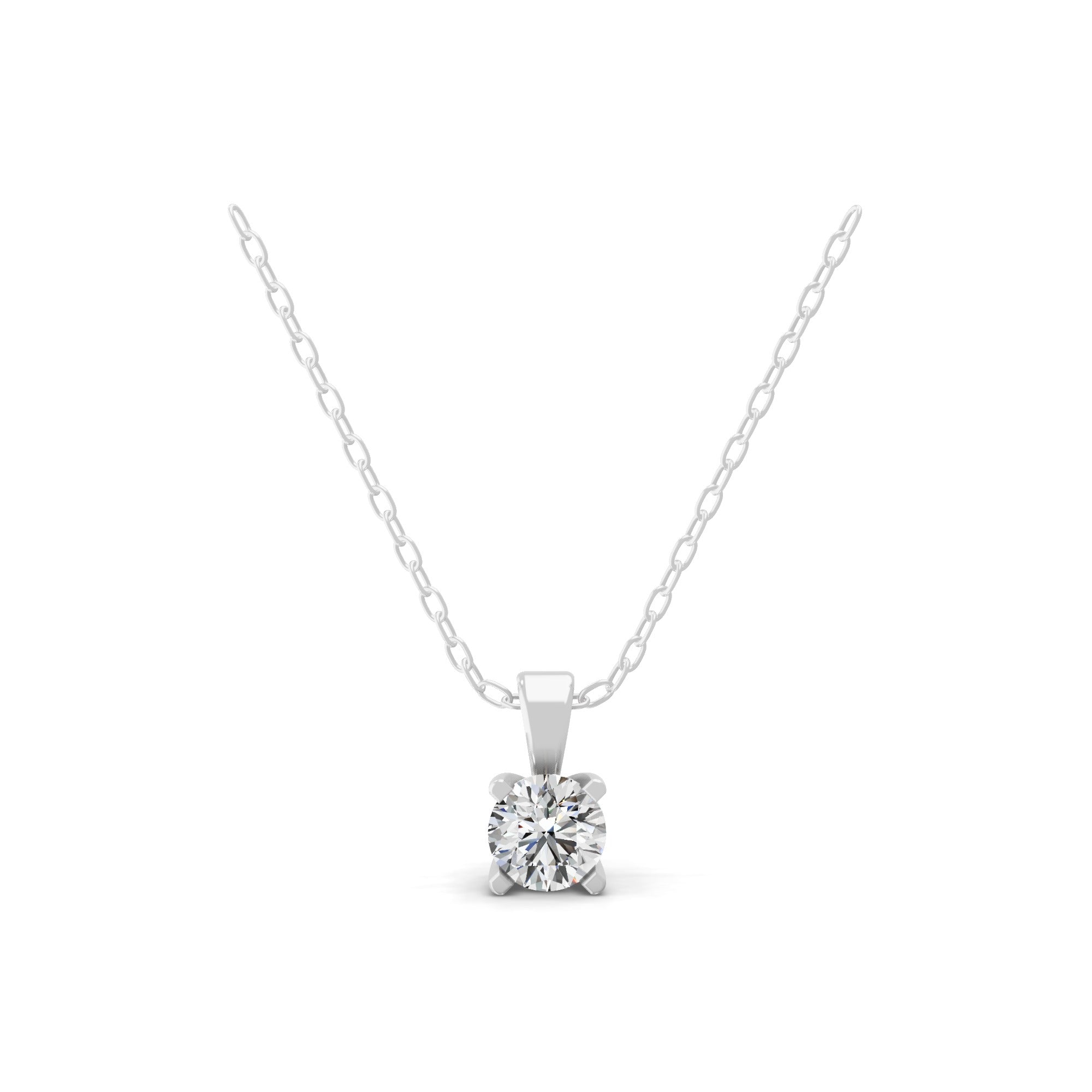 0.50Ct Round Cut Lab Grown Diamond Solitaire Pendant 14K Fine Gold Necklace