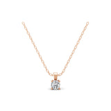 14K Fine Gold Solitaire Lab Grown Round Diamond Pendant Necklace 0.76Ct