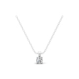 14K Fine Gold Solitaire Lab Grown Round Diamond Pendant Necklace 0.76Ct