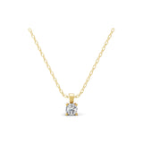 14K Fine Gold Solitaire Lab Grown Round Diamond Pendant Necklace 0.76Ct