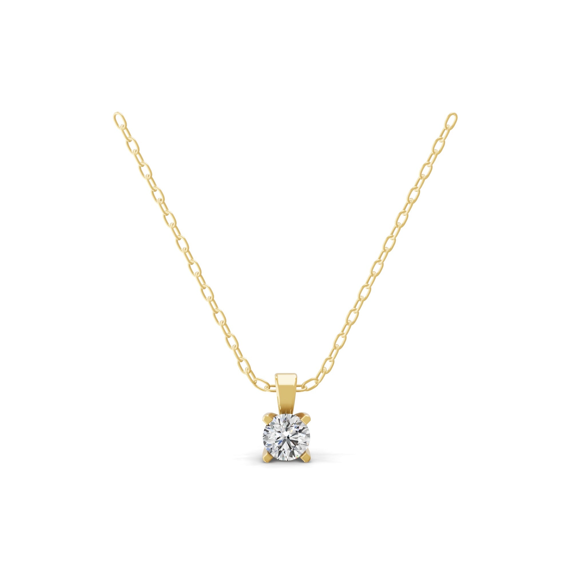 14K Fine Gold Solitaire Lab Grown Round Diamond Pendant Necklace 0.76Ct