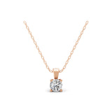 Lab Grown Round Cut Diamond 1.00Ct 14K Gold Solitaire Pendant Necklace