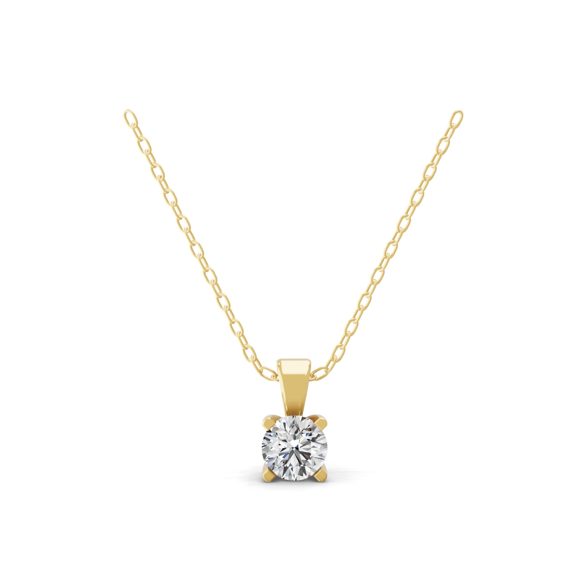 Lab Grown Round Cut Diamond 1.00Ct 14K Gold Solitaire Pendant Necklace