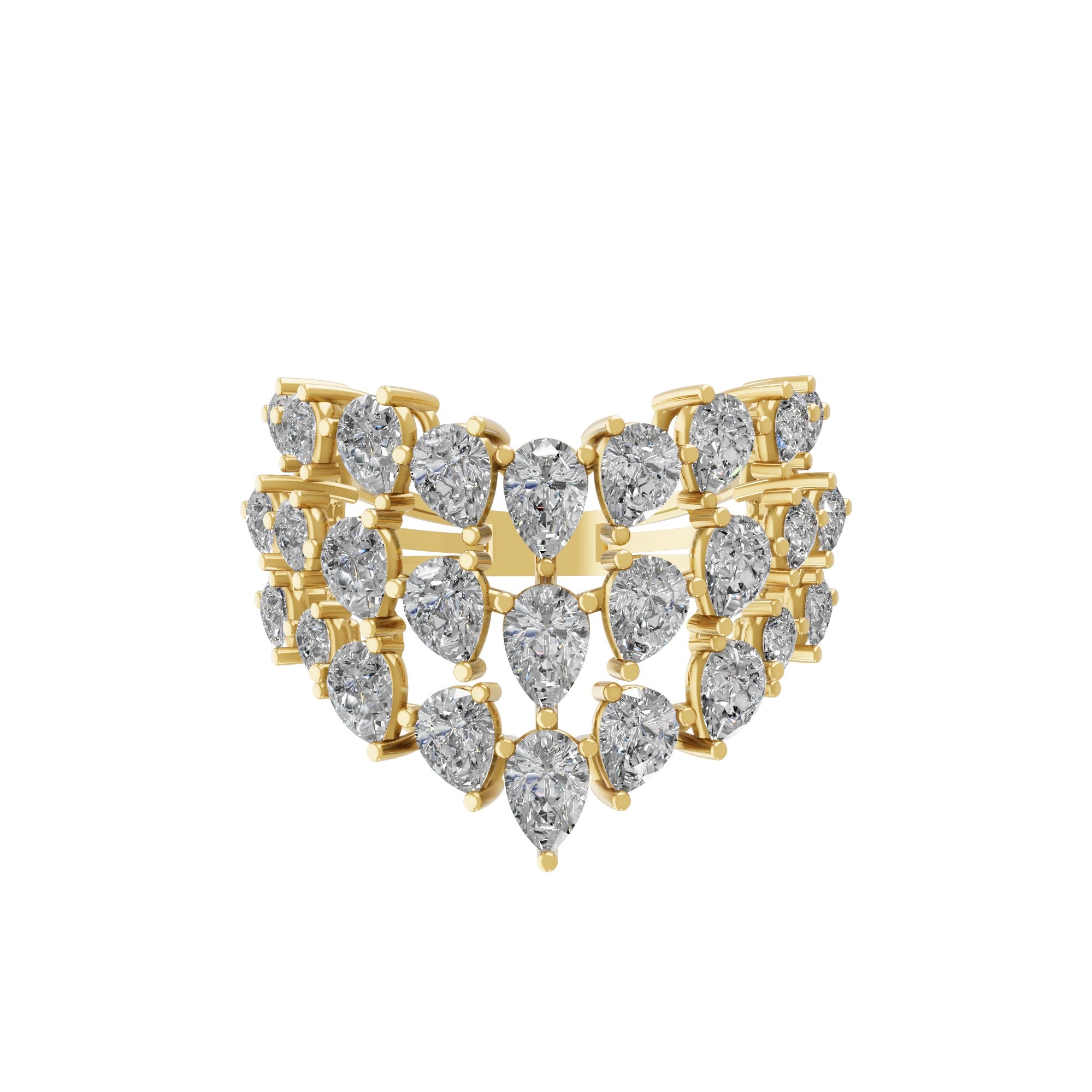 2.85Ct Pear Cut Lab Grown Diamond Statement Ring 14k Fine Gold