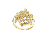 14K Fine Gold Lab Grown Multi Shape Diamond Cluster Ring 3.36Ct