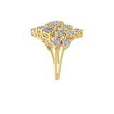 14K Fine Gold Lab Grown Multi Shape Diamond Cluster Ring 3.36Ct