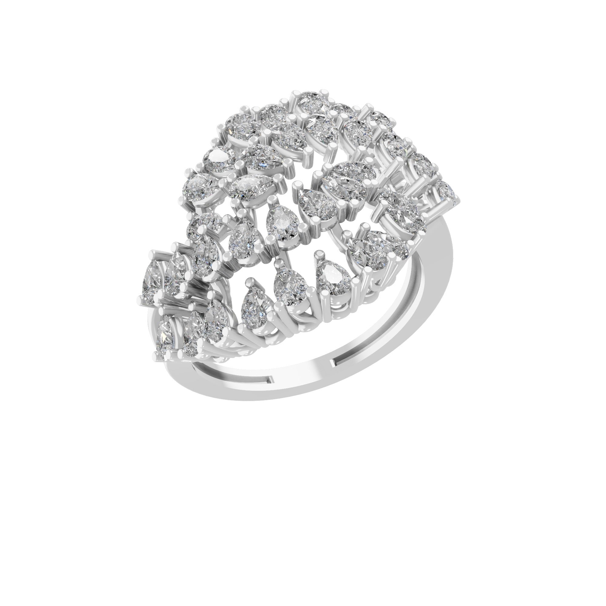 Cluster Ring 2.34Ct Pear Cut Lab Grown Diamond 14K Fine Gold
