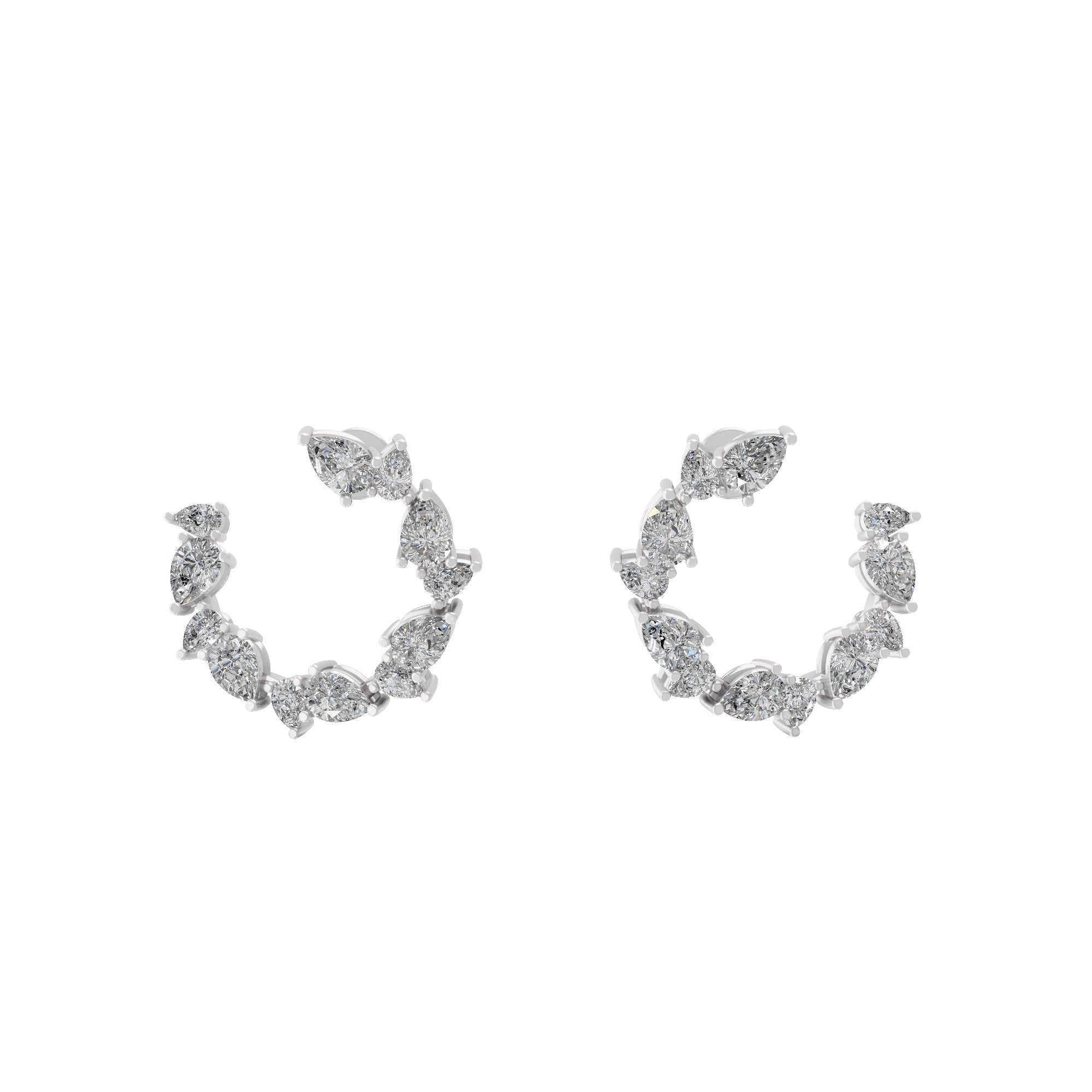 Lab Grown Diamond Pear Cut 2.30Ct Half Hoop Earrings 14K Fine Gold