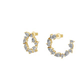 Lab Grown Diamond Pear Cut 2.30Ct Half Hoop Earrings 14K Fine Gold