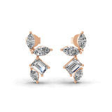 1.15Ct Emerald Cut Lab Grown Diamonds Stud Earrings 14K Fine Gold