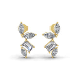 1.15Ct Emerald Cut Lab Grown Diamonds Stud Earrings 14K Fine Gold