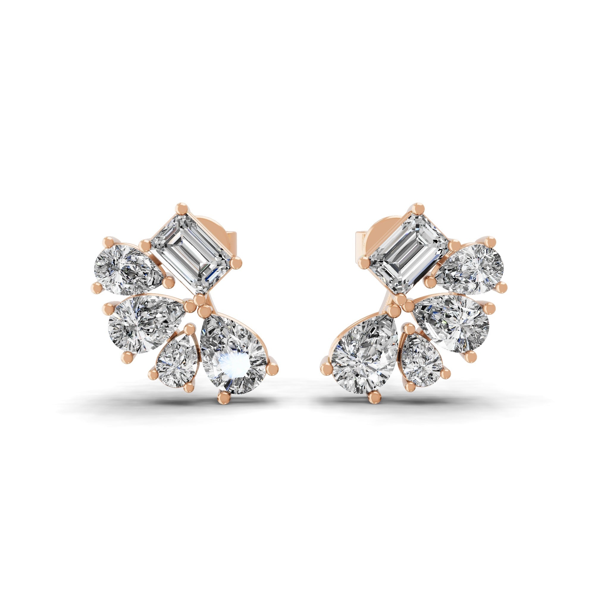 Geometric Grace Lab Grown Diamond Stud 1.60Ct 14K Fine Gold