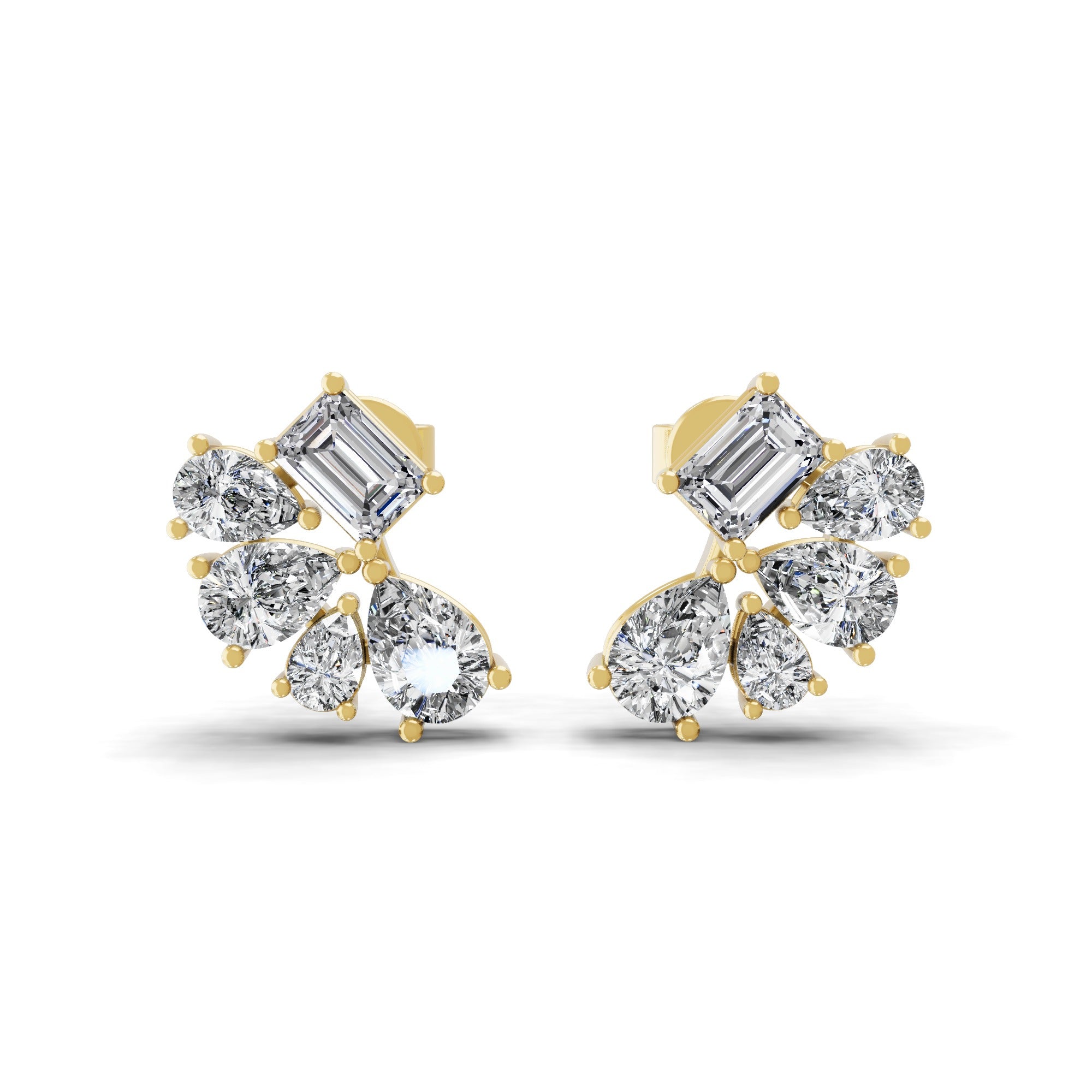 Geometric Grace Lab Grown Diamond Stud 1.60Ct 14K Fine Gold