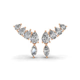 Marquise and Pear Shape Lab Grown Diamond Ear Climber Earring 1.98Ct 14K Gold