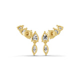 Marquise and Pear Shape Lab Grown Diamond Ear Climber Earring 1.98Ct 14K Gold