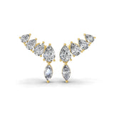 Marquise and Pear Shape Lab Grown Diamond Ear Climber Earring 1.98Ct 14K Gold