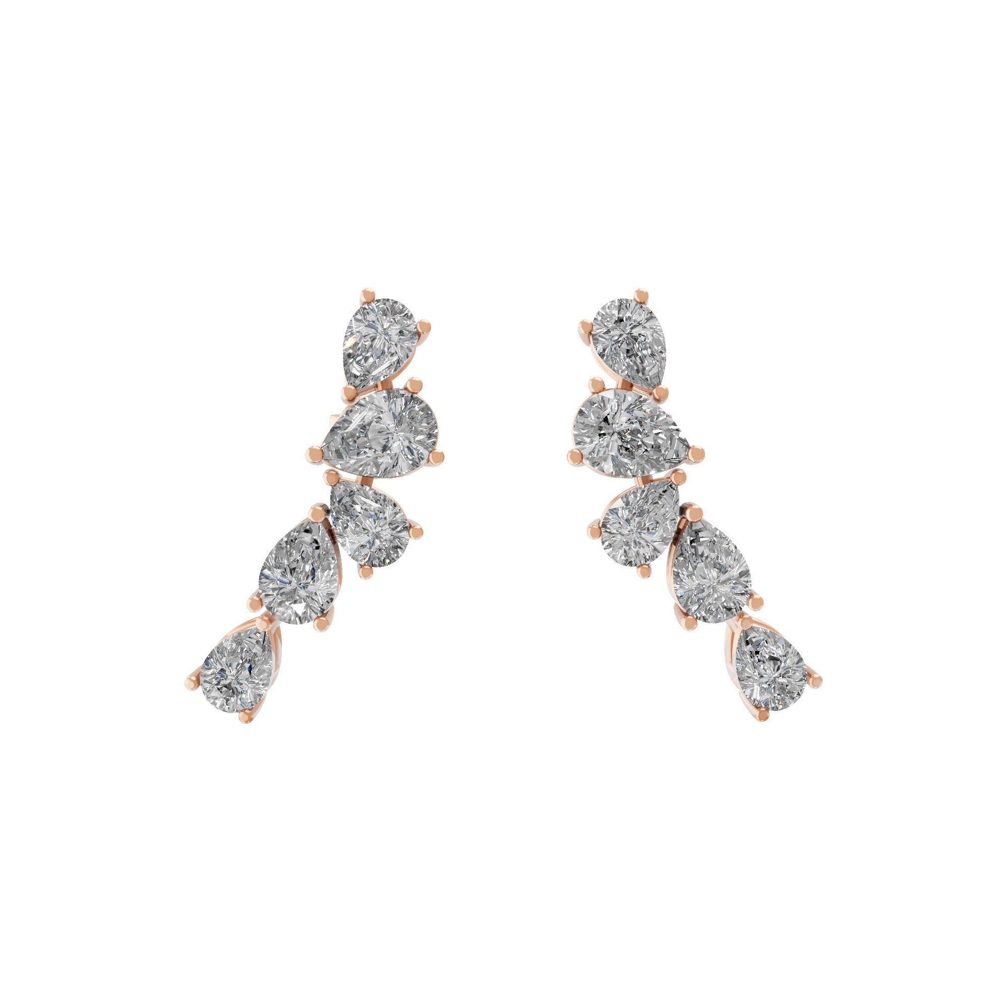 Graduated Pear Drop Earring 14K Fine Gold 2.28Ct Lab Grown Diamond