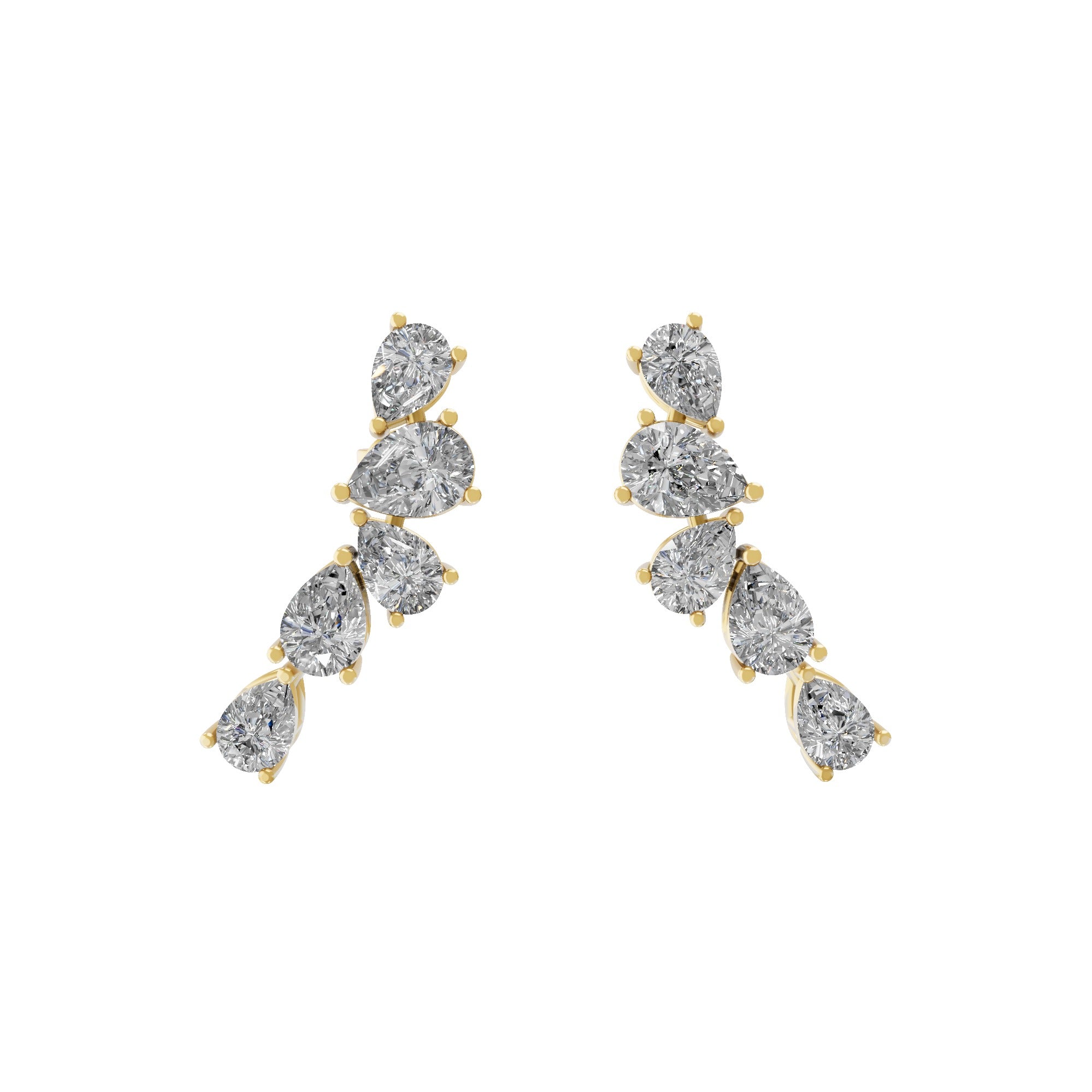 Graduated Pear Drop Earring 14K Fine Gold 2.28Ct Lab Grown Diamond