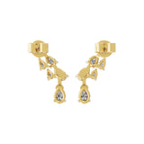 14K Fine Gold Linear Drop Climber Earring 0.93Ct Lab Grown Diamond