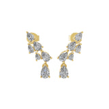 14K Fine Gold Linear Drop Climber Earring 0.93Ct Lab Grown Diamond